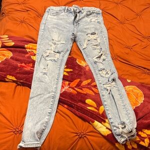 American Eagle Outfitters Light Blue Distressed Skinny Jeans
